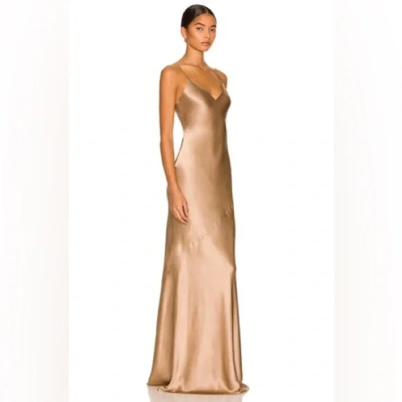 L'AGENCE Serita Maxi V Neck Bias Silk Gown Dress size 8 - Picture 3 of 14